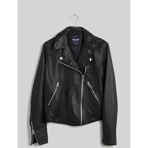 Madewell Jackets & Blazers - Madewell Womens $525 Washed Leather Motorcycle Jacket Black Size M E0488